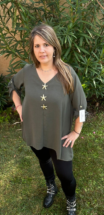 Tunique Chemisier manche retroussable " Vedette"